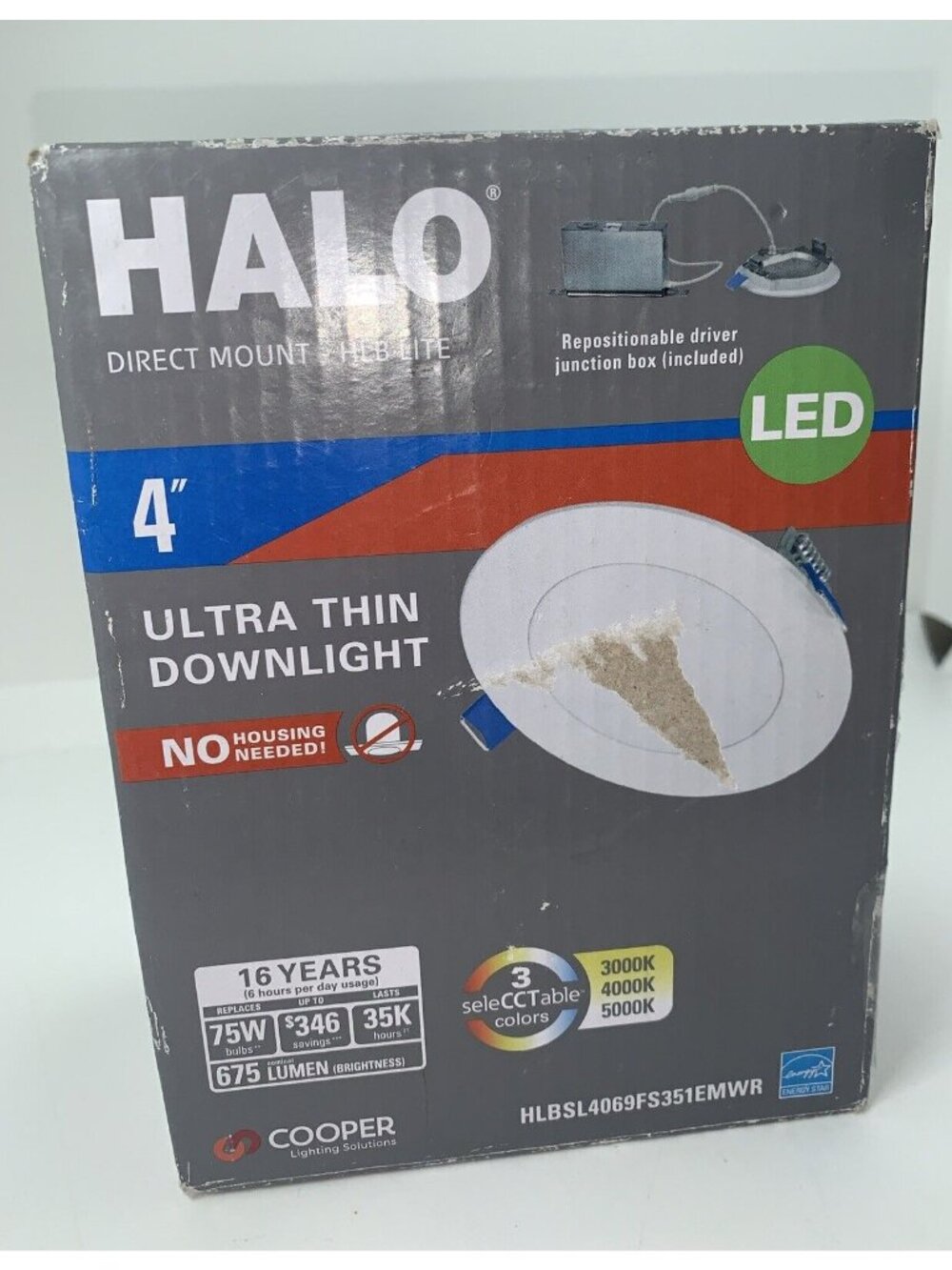 Halo 4” Direct Mount LED Ultra Thin Downlight 3 Colors
